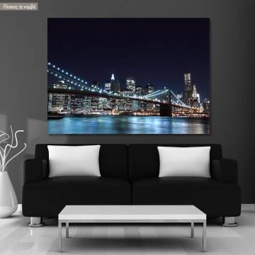 Canvas print New York, Brooklyn bridge dark blue