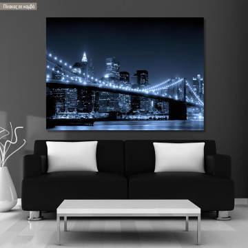 Πίνακας σε καμβά Νέα Υόρκη, Brooklyn bridge dark blue I