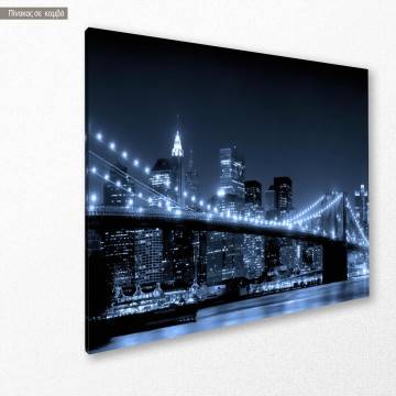 Πίνακας σε καμβά Νέα Υόρκη, Brooklyn bridge dark blue I 2