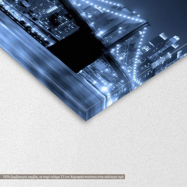 Canvas print New York, Brooklyn bridge dark blue I, detail
