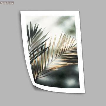 Green gold leaves, κάδρο, μαύρη κορνίζα 2