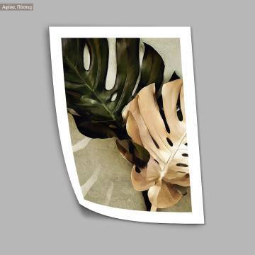 Green gold leaves I, κάδρο, μαύρη κορνίζα 2