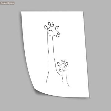 Animals line art, giraffe, poster 2