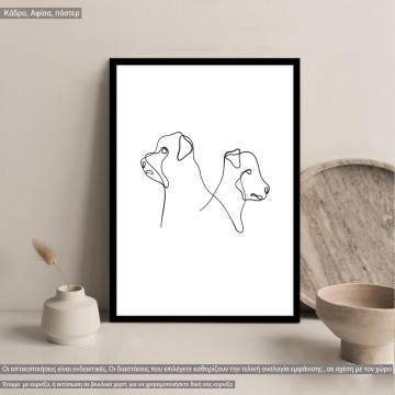 Animals line art, dogs, poster