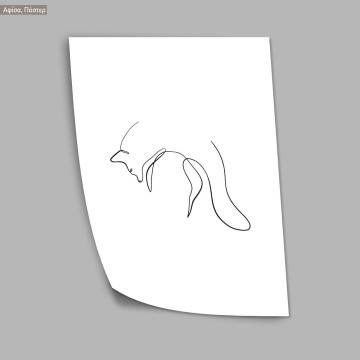 Animals line art, fox, poster 2