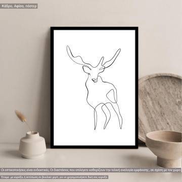 Animals line art, elk, κάδρο, μαύρη κορνίζα