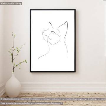 Animals line art, cat, κάδρο, μαύρη κορνίζα