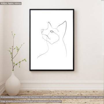 Animals line art, cat, poster