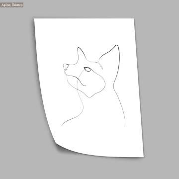 Animals line art, cat, κάδρο, μαύρη κορνίζα 2