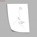 Animals line art, cat with butterfly, poster