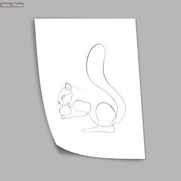 Animals line art, squirrel,, poster 2