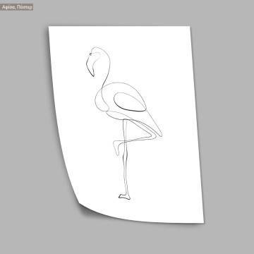 Animals line art, flamingo, κάδρο, μαύρη κορνίζα 2