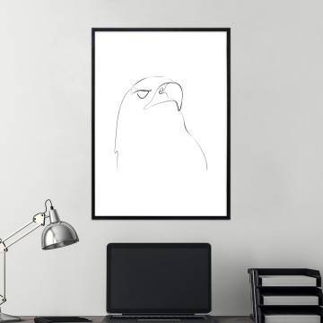 Animals line art, eagle, κάδρο, μαύρη κορνίζα