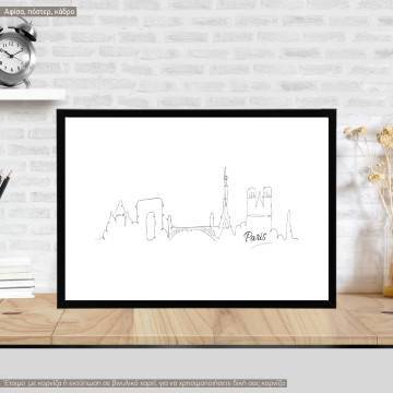 Cityscape line art Paris, poster