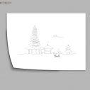 Cityscape line art Bali, poster