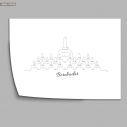 Cityscape line art Borobudur, poster