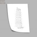 Cityscape line art Tower of Pisa, αφίσα