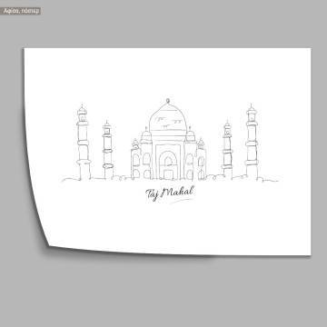 Cityscape line art Taj Mahal, poster 2