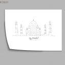 Cityscape line art Taj Mahal, poster