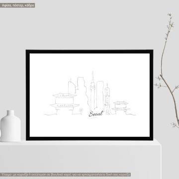 Cityscape line art Seoul, poster