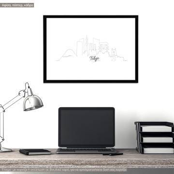 Cityscape line art Tokyo, poster