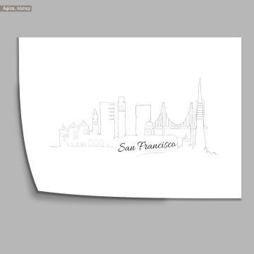 Cityscape line art San Francisco, poster 2