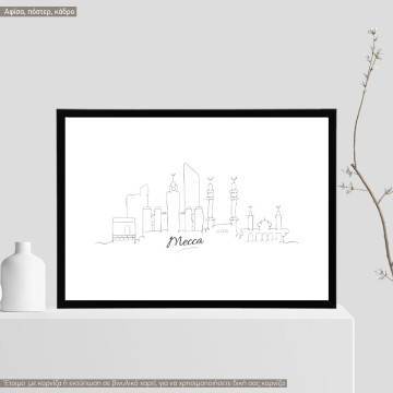 Cityscape line art Mecca, poster