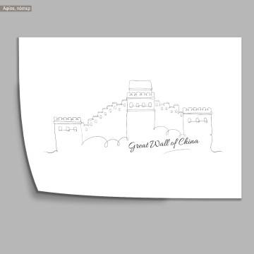 Cityscape line art The Great Wall of China, κάδρο, μαύρη κορνίζα 2