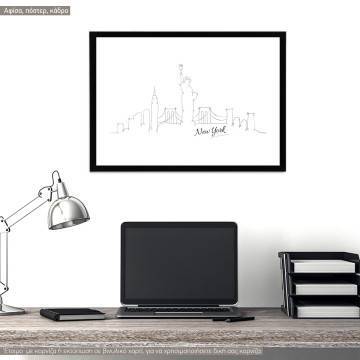 Cityscape line art New York, poster
