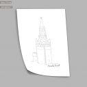 Cityscape line art Kremlin Wall, poster