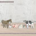 Wooden figures printed Village animals