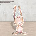 Wooden figure printed Little rabbit clipart watercolor