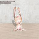 Wooden figure printed Little rabbit clipart watercolor