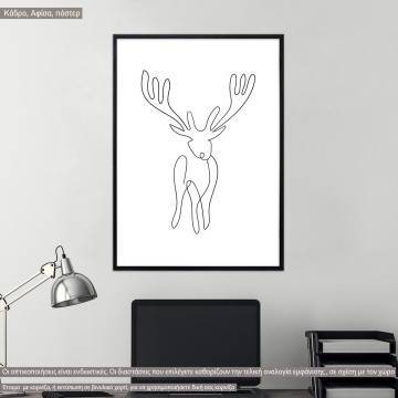Animals line art, reindeer, κάδρο, μαύρη κορνίζα