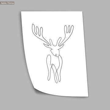 Animals line art, reindeer, κάδρο, μαύρη κορνίζα 2