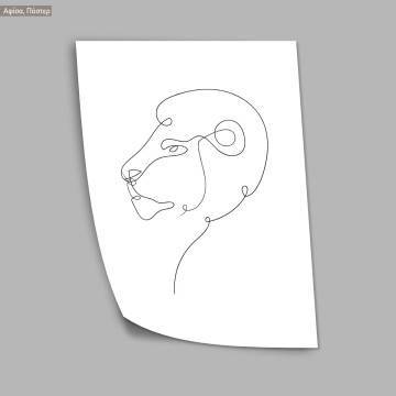 Animals line art, lion, κάδρο, μαύρη κορνίζα 2