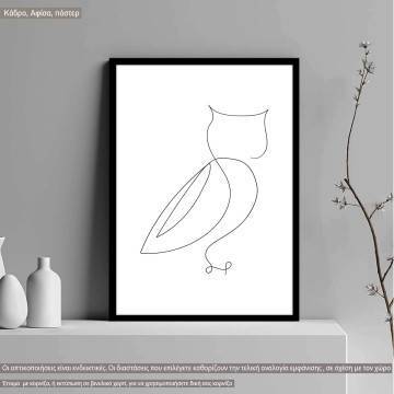 Animals line art, owl, poster