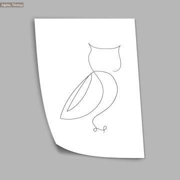 Animals line art, owl, poster 2