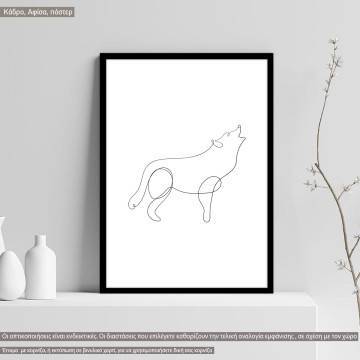 Animals line art, wolf, poster