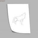 Animals line art, wolf, αφίσα