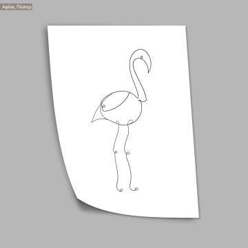Animals line art, flamingo II, poster 2