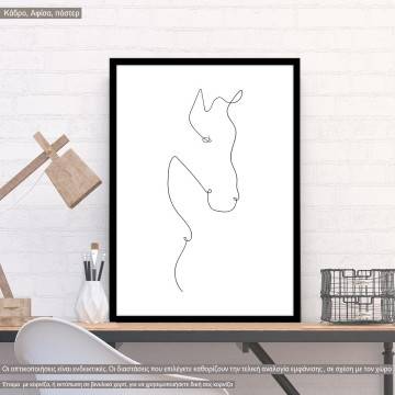 Animals line art, horse II, poster