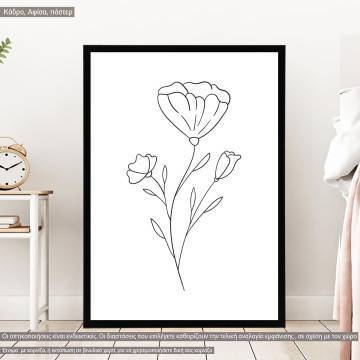 Flowers line art I, κάδρο, μαύρη κορνίζα