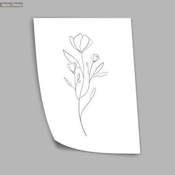 Flowers line art IV, κάδρο, μαύρη κορνίζα 2