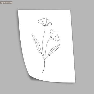 Flowers line art VI, κάδρο, μαύρη κορνίζα 2