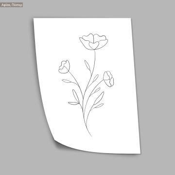 Flowers line art VII, κάδρο, μαύρη κορνίζα 2
