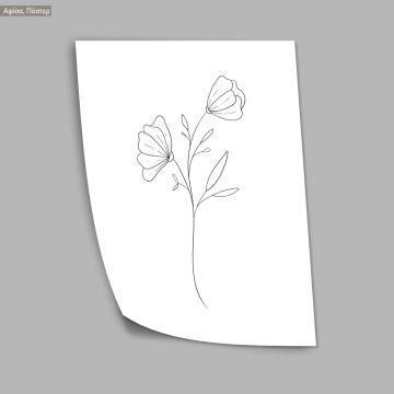 Flowers line art XVII, κάδρο, μαύρη κορνίζα 2