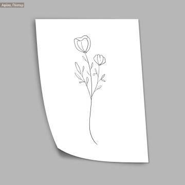Flowers line art XVIII, κάδρο, μαύρη κορνίζα 2
