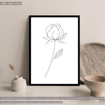 Flowers line art XXI, κάδρο, μαύρη κορνίζα