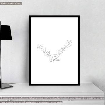 Flowers line art XXVI, κάδρο, μαύρη κορνίζα